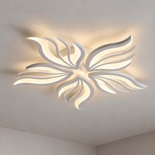 Lustre LED avec télécommande SAKURA 62W, 5 pétales, Lumière froide/chaude/neutre, Dimmable, Blanc