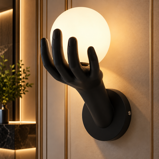 Applique décorative MANO, 15x30cm, 1xE27, Verre et Résine, Noir