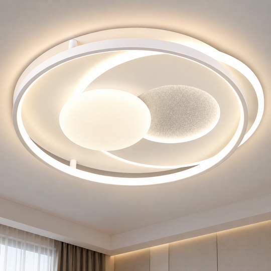 Lustre LED avec télécommande ASTERA, Forme Ronde, 86W, Lumière Froide/Chaude/Neutre, Dimmable, Blanc
