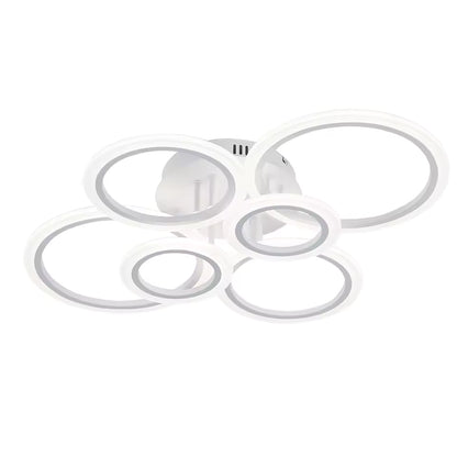 Lustre LED avec télécommande BETTY 82W, 6 Cercles, Lumière Froide/Chaude/Neutre, Dimmable, Blanc