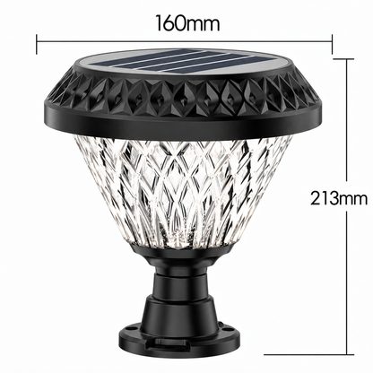 Lampe Solaire LED pour Poteau Extérieur KATTAKURGAN, 8W, Lumière Chaude/Froide/Neutre + RVB, Forme Ronde, Aluminium, Noir, Intensité Variable