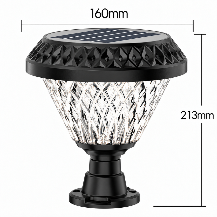 Lampe Solaire LED pour Poteau Extérieur KATTAKURGAN, 8W, Lumière Chaude/Froide/Neutre + RVB, Forme Ronde, Aluminium, Noir, Intensité Variable