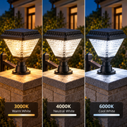 Lampe Solaire LED pour Poteau Extérieur KATTAKURGAN, 8W, Lumière Chaude/Froide/Neutre + RVB, Forme Carrée, Aluminium, Noir, Intensité Variable