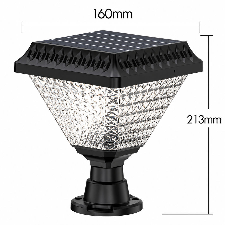 Lampe Solaire LED pour Poteau Extérieur KATTAKURGAN, 8W, Lumière Chaude/Froide/Neutre + RVB, Forme Carrée, Aluminium, Noir, Intensité Variable