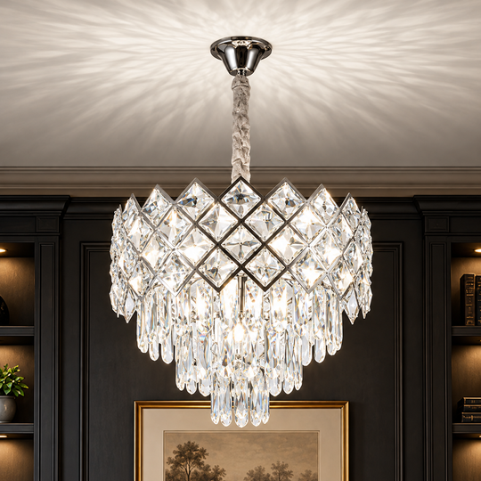 Lustre en cristal VECTORIA Eleganza 8xE14, diamètre 48 cm, chrome brillant, hauteur réglable, métal et cristal