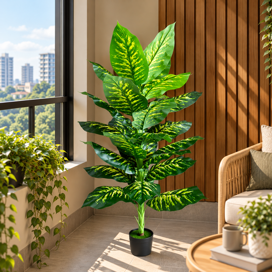 Plante artificielle type Dieffenbachia, 150 cm, vert
