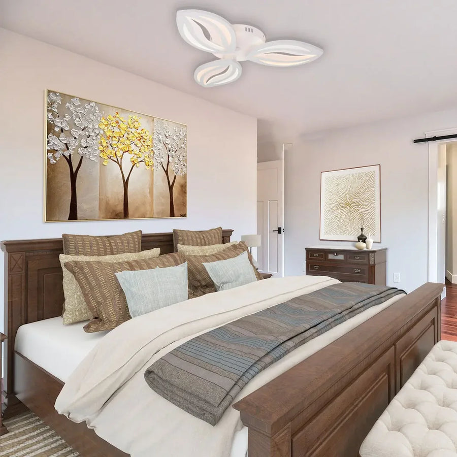 Lustre LED avec télécommande ORCHID 40W, 3 Pétales, Lumière Froide/Chaude/Neutre, Dimmable, Blanc