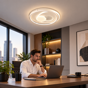 Lustre LED avec télécommande ISTARAVSHAN, Forme Ronde, 86W, Lumière Froide/Chaude/Neutre, Dimmable, Blanc