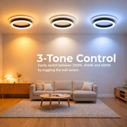 Lustre LED MODERNE 25W, diamètre 20cm, rond, lumière froide/chaude/neutre, noir