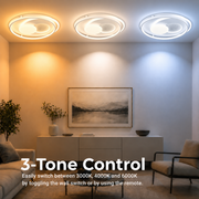 Lustre LED avec télécommande ISTARAVSHAN, Forme Ronde, 86W, Lumière Froide/Chaude/Neutre, Dimmable, Blanc