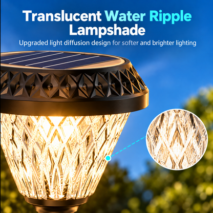Lampe Solaire LED pour Poteau Extérieur KATTAKURGAN, 8W, Lumière Chaude/Froide/Neutre + RVB, Forme Ronde, Aluminium, Noir, Intensité Variable