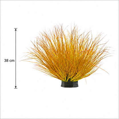 Tufă Artificială de Iarbă, 38 cm, Iarbă Tip Ceapă Curbată, Densitate Medie, Plastic, Galben si Portocaliu