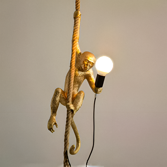 Lustre Suspendu Vintage, LV700, 1xE27, Singe, Corde et Métal, Support Noir Lustres Vintage Titre par Défaut Alessandro Design