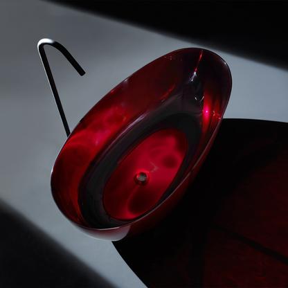 Baignoire ilôt, Ovale, Rouge Bourgogne, Résine, 170x78x67cm