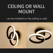 Lustre LED VERTEX CIRCULA 21W, 2 Cercles, Structure en Métal, Lumière Froide/Chaude/Neutre 3000K/4000K/6000K, Noir, Métal