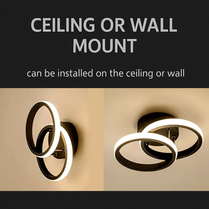 Lustre LED VERTEX CIRCULA 21W, 2 Cercles, Structure en Métal, Lumière Froide/Chaude/Neutre 3000K/4000K/6000K, Noir, Métal