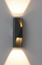 Applique murale LED Fantas extérieur et intérieur, 2 sources x 1W, IP65, métallique, noir, 3000K