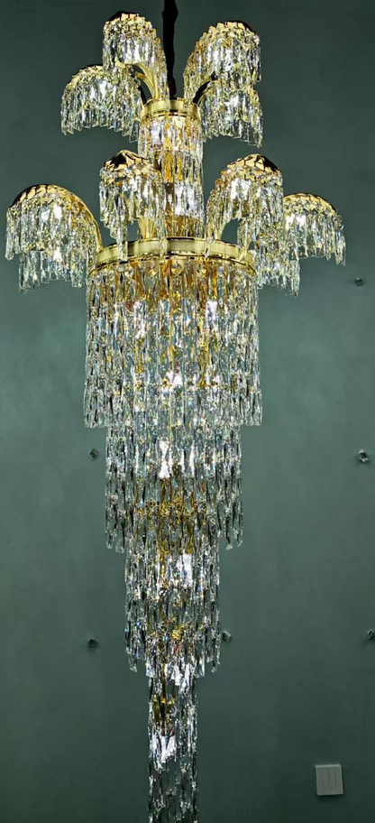 Lustre en cristal Regalis 11x E14, diamètre 85 cm, or brillant, hauteur réglable, métal et cristal