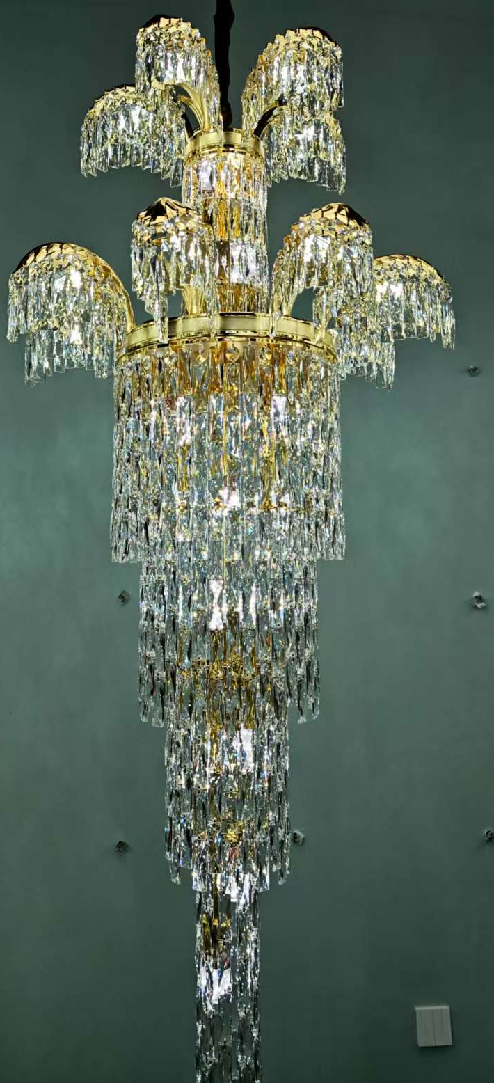 Lustre en cristal Regalis 11x E14, diamètre 85 cm, or brillant, hauteur réglable, métal et cristal