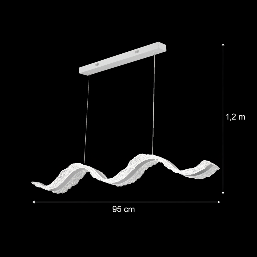 Lustre LED avec télécommande, suspendu AMI 63W, linéaire, lumière froide/chaude/neutre, blanc, hauteur réglable