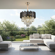 Lustre en cristal BLOIS Petito 3xE14, diamètre 30cm, noir, hauteur réglable
