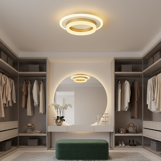Lustre LED SOLENA ROTONDA 21W, Diamètre 25cm, Lumière Froide/Chaude/Neutre, Blanc Doré