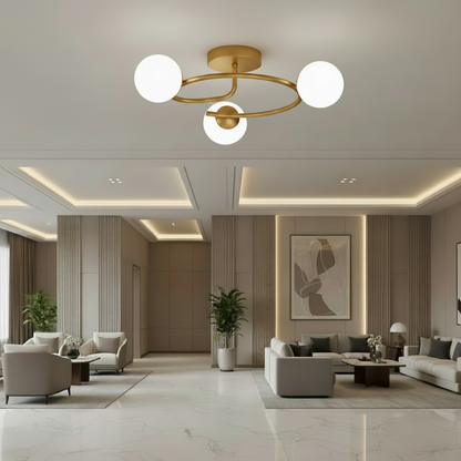 Lustre LED et cristal ORBIT, 66cm, 3xE27, Globes, Or