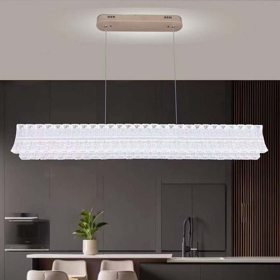 Lustre LED avec Télécommande, Suspendu TAMY 160W, Linéaire, Lumière Froid/Chaud/Neutre, Doré, Hauteur Réglable