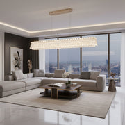 Lustre LED avec Télécommande, Suspendu TAMY 160W, Linéaire, Lumière Froid/Chaud/Neutre, Doré, Hauteur Réglable
