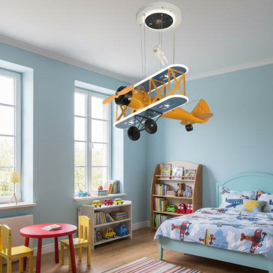 Lustre LED suspendu AVION 80W, lumière froide/chaude/neutre, lustres pour enfants bleu orange titre par défaut Alessandro Design