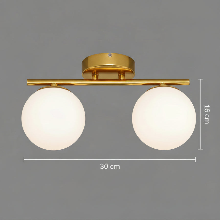 ORI Lustre LED et cristal, 30cm, 2xG9, Globes, Doré