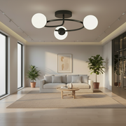 Lustre LED et cristal ORBIT, 66cm, 3xE27, Globes, Noir