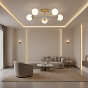 Lustre LED et cristal ORBIT, 72cm, 5xE27, Globes, Or
