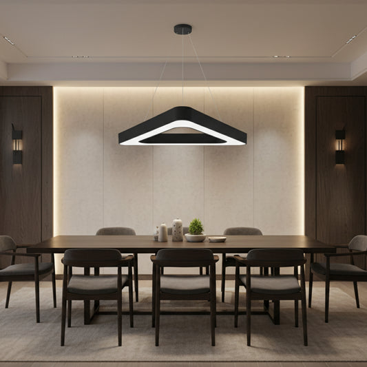 Lustre LED suspendu ANGLE, 60cm, 25W, Hauteur réglable, Lumière froide, Noir, Métal et Acrylique
