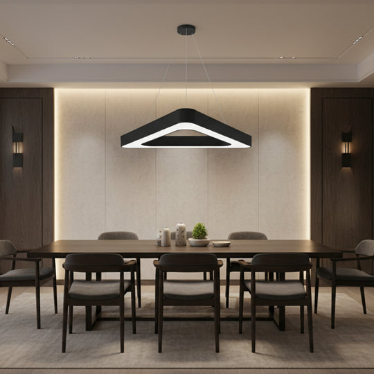 Lustre LED suspendu ANGLE, 60cm, 25W, Hauteur réglable, Lumière froide, Noir, Métal et Acrylique