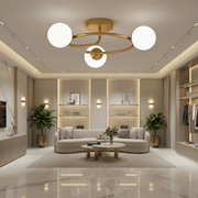 Lustre LED et cristal ORBIT, 66cm, 3xE27, Globes, Or