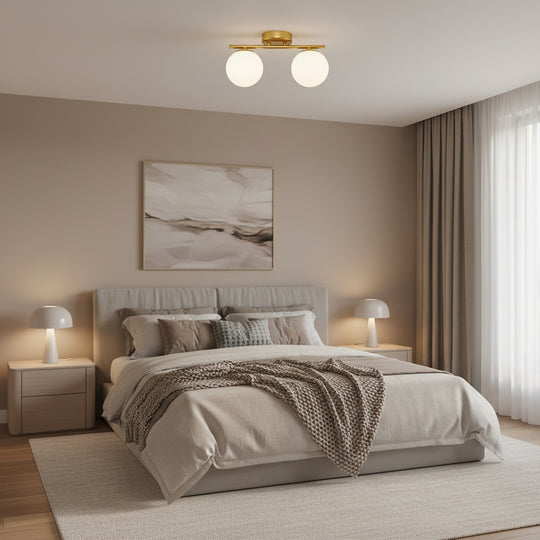 ORI Lustre LED et cristal, 30cm, 2xG9, Globes, Doré