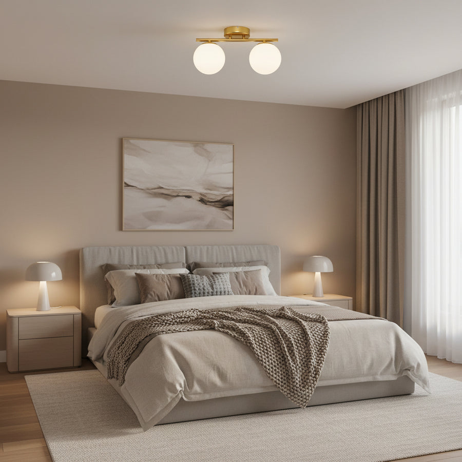 ORI Lustre LED et cristal, 30cm, 2xG9, Globes, Doré