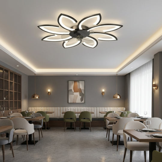 ANEMO Lustre LED Ventilateur avec Télécommande, 47W, D87cm, Lumière Froide/Neutre/Chaude, Noir
