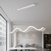 Lustre LED avec télécommande, suspendu AMI 63W, linéaire, lumière froide/chaude/neutre, blanc, hauteur réglable