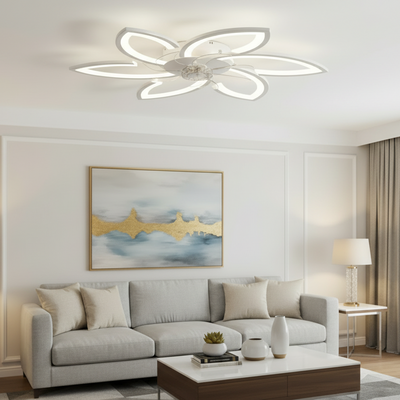 Lustra LED Ventilator ANEMO cu Telecomanda, 36W, D76.5cm, Lumina Rece/Neutra/Calda, Metal si Plastic, Alb