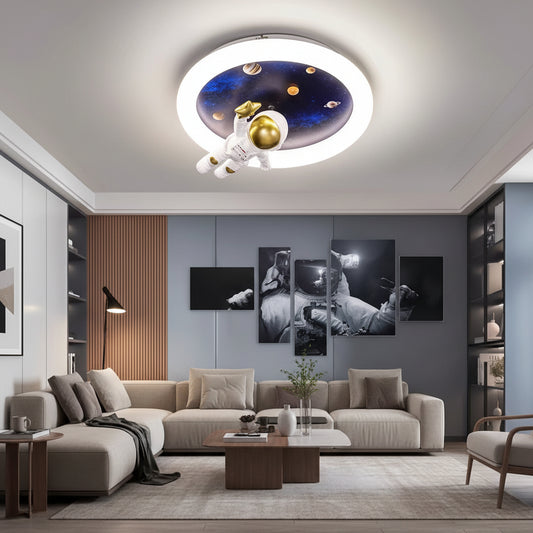 Lustre LED ASTRONAUT avec télécommande, 51W, Lumière Froid/Chaud/Neutre, Blanc Bleu