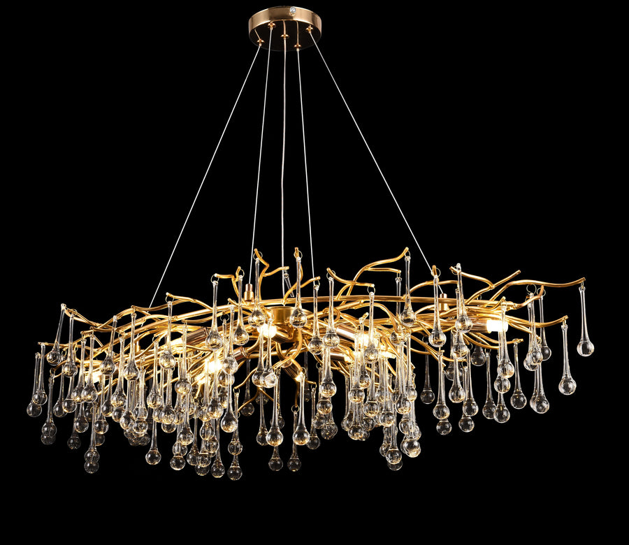 Lustre en cristal CC333/120X60GD, 10x G9, doré, 80 cm, hauteur réglable