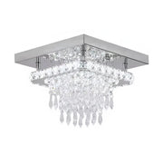 Lustre LED carré Alberico, 17 W, lumière froide/chaude/neutre, cristal, chrome brillant