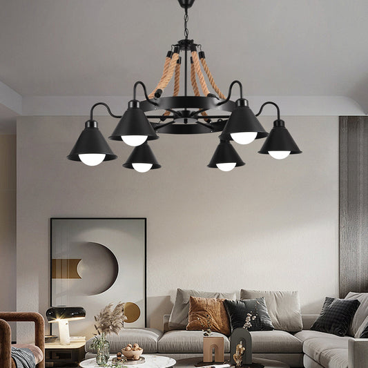 Lustre corde vintage LV584/6BK, 6xE27 bois foncé