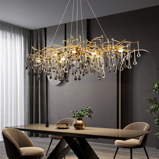 Lustre en cristal CC333/120X60GD, 10x G9, doré, 80 cm, hauteur réglable
