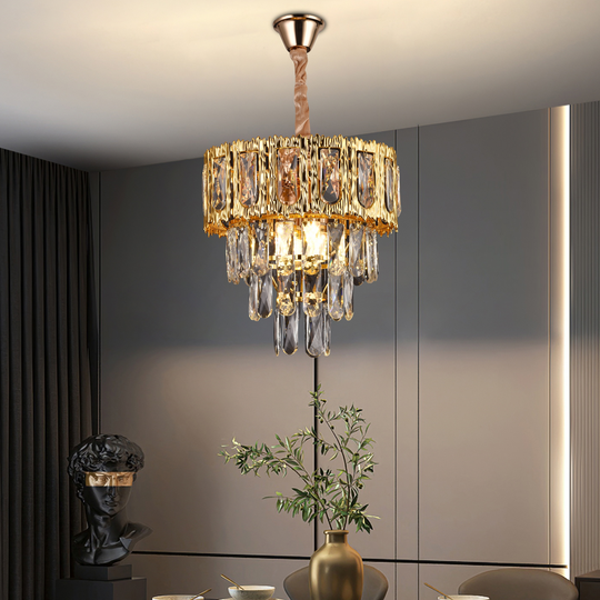 Lustre en cristal BELVEDERE Petito 3xE14, diamètre 30 cm, or brillant, lustre en cristal à hauteur réglable Default Title Alessandro Design