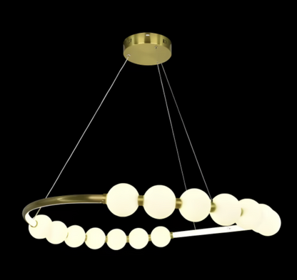 Lustre suspendu LED en acrylique Nova 57W avec télécommande, variable, 3000K/4000K/6000K, doré, métal et acrylique