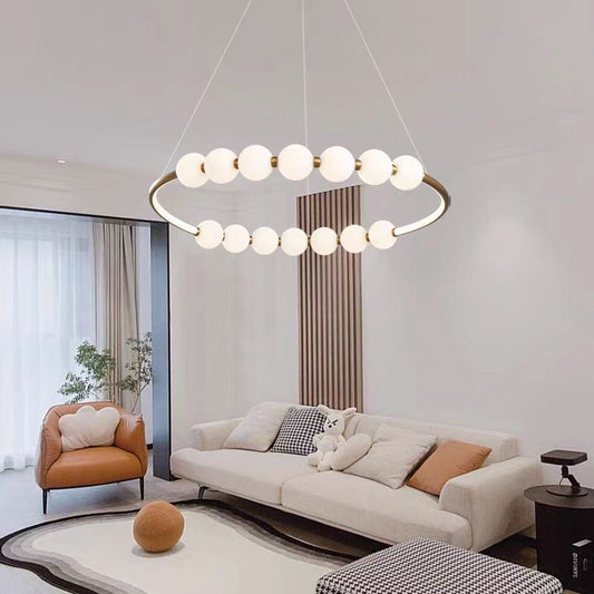 Lustre suspendu LED en acrylique Nova 57W avec télécommande, variable, 3000K/4000K/6000K, doré, métal et acrylique