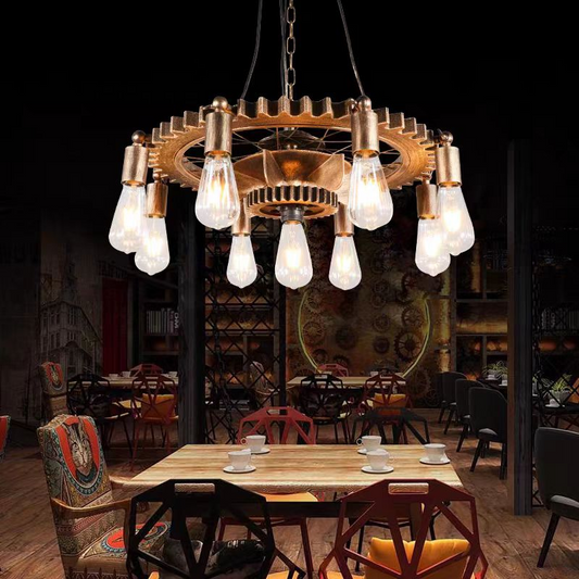 Lustre vintage avec corde LV591/9BK, 9xE27 Bois foncé